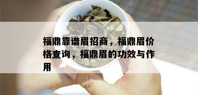 福鼎靠谱眉招商，福鼎眉价格查询，福鼎眉的功效与作用