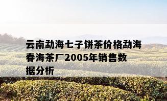 云南勐海七子饼茶价格勐海春海茶厂2005年销售数据分析