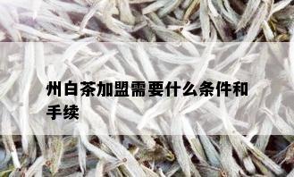 州白茶加盟需要什么条件和手续