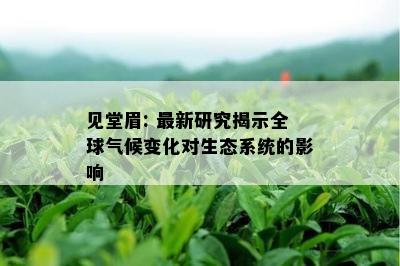 见堂眉: 最新研究揭示全球气候变化对生态系统的影响