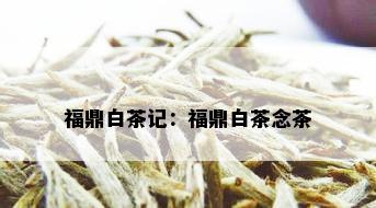 福鼎白茶记：福鼎白茶念茶