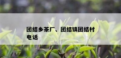 团结乡茶厂、团结镇团结村电话