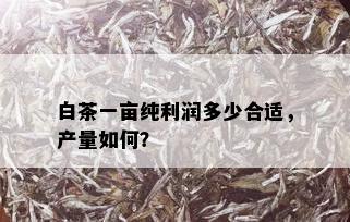 白茶一亩纯利润多少合适，产量如何？