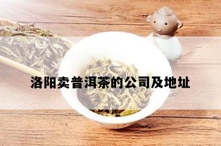 洛阳卖普洱茶的公司及地址