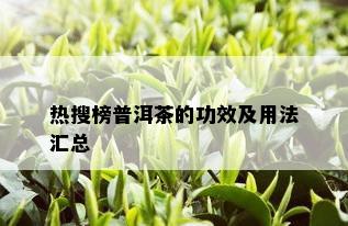 热搜榜普洱茶的功效及用法汇总