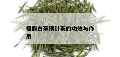 福鼎白毫银针茶的功效与作用