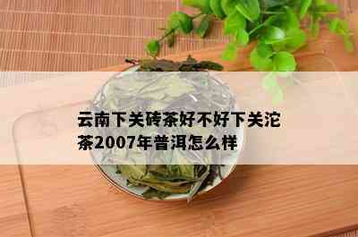 云南下关砖茶好不好下关沱茶2007年普洱怎么样