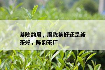 茶陈韵眉，眉陈茶好还是新茶好，陈韵茶厂