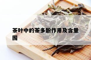 茶叶中的茶多酚作用及含量围