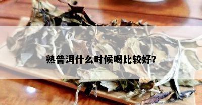 熟普洱什么时候喝比较好？