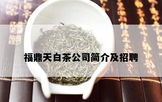 福鼎天白茶公司简介及招聘