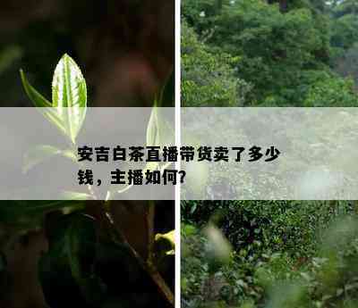 安吉白茶直播带货卖了多少钱，主播如何？