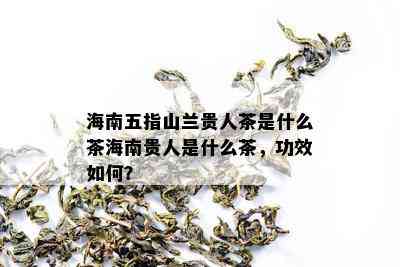 海南五指山兰贵人茶是什么茶海南贵人是什么茶，功效如何？