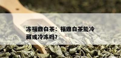 冻福鼎白茶：福鼎白茶能冷藏或冷冻吗？