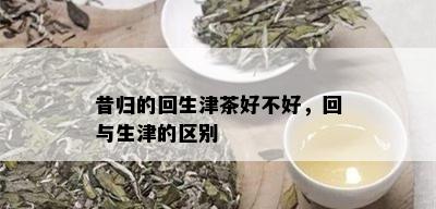 昔归的回生津茶好不好，回与生津的区别