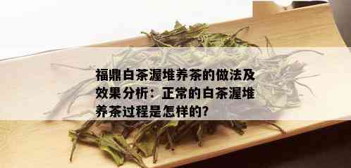 福鼎白茶渥堆养茶的做法及效果分析：正常的白茶渥堆养茶过程是怎样的？