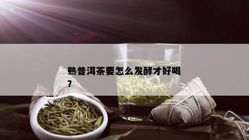 熟普洱茶要怎么发酵才好喝？