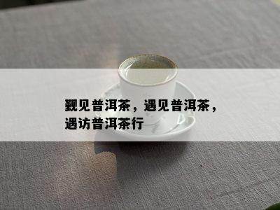 觐见普洱茶，遇见普洱茶，遇访普洱茶行