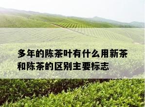 多年的陈茶叶有什么用新茶和陈茶的区别主要标志