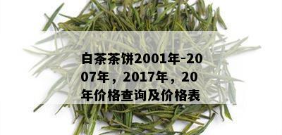 白茶茶饼2001年-2007年，2017年，20年价格查询及价格表