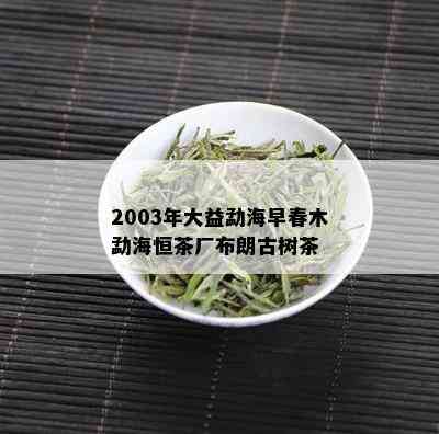 2003年大益勐海早春木勐海恒茶厂布朗古树茶