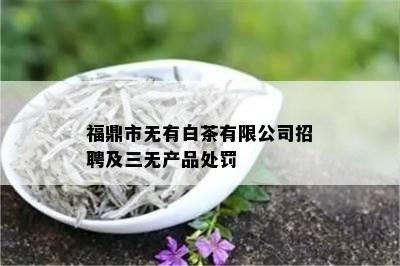 福鼎市无有白茶有限公司招聘及三无产品处罚