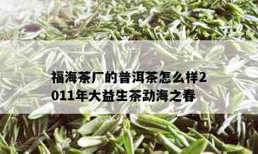 福海茶厂的普洱茶怎么样2011年大益生茶勐海之春