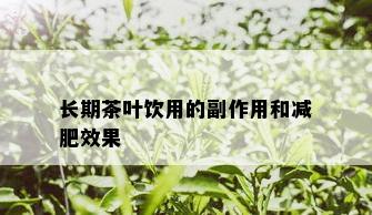 长期茶叶饮用的副作用和减肥效果