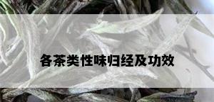 各茶类性味归经及功效