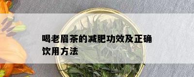 喝老眉茶的减肥功效及正确饮用方法