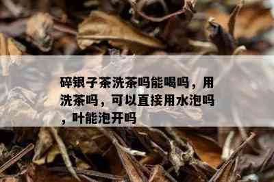 碎银子茶洗茶吗能喝吗，用洗茶吗，可以直接用水泡吗，叶能泡开吗