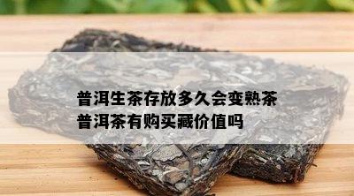 普洱生茶存放多久会变熟茶普洱茶有购买藏价值吗