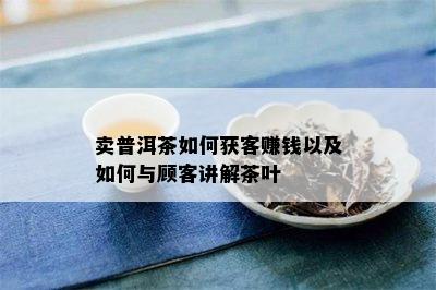 卖普洱茶如何获客赚钱以及如何与顾客讲解茶叶