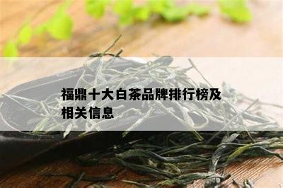 福鼎十大白茶品牌排行榜及相关信息