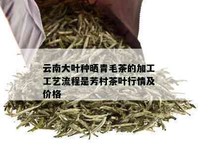 云南大叶种晒青毛茶的加工工艺流程是芳村茶叶行情及价格