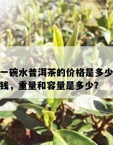 一碗水普洱茶的价格是多少钱，重量和容量是多少？