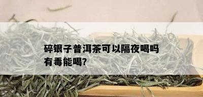 碎银子普洱茶可以隔夜喝吗有能喝？