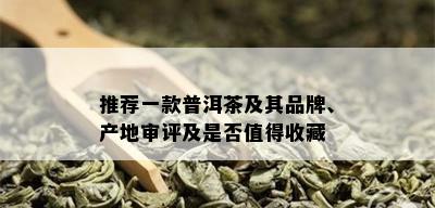 推荐一款普洱茶及其品牌、产地审评及是否值得收藏