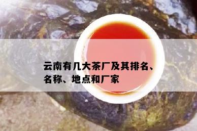 云南有几大茶厂及其排名、名称、地点和厂家