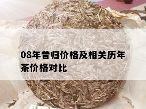 08年昔归价格及相关历年茶价格对比