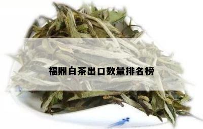 福鼎白茶出口数量排名榜