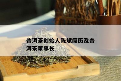 普洱茶创始人陈斌简历及普洱茶董事长