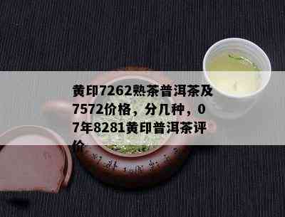 黄印7262熟茶普洱茶及7572价格，分几种，07年8281黄印普洱茶评价