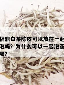 福鼎白茶陈皮可以放在一起泡吗？为什么可以一起泡茶喝？