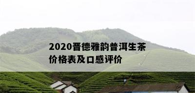 2020晋德雅韵普洱生茶价格表及口感评价