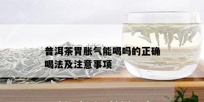 普洱茶胃胀气能喝吗的正确喝法及注意事项