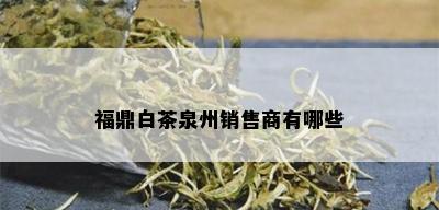 福鼎白茶泉州销售商有哪些