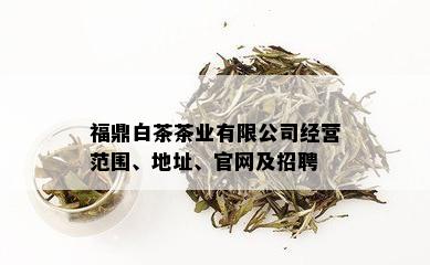 福鼎白茶茶业有限公司经营范围、地址、官网及招聘