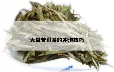 大益普洱茶的冲泡技巧