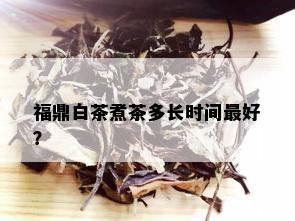 福鼎白茶煮茶多长时间更好？